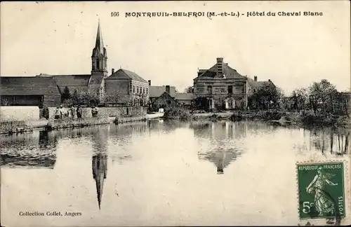 Ak Montreuil Belfroy Maine et Loire, Hotel du Cheval Blanc