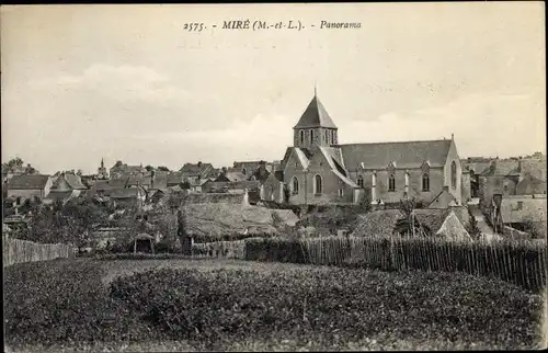 Ak Miré Maine et Loire, Blick auf den Ort, Kirche