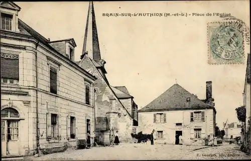 Ak Brain sur l'Authion Loire Authion Maine et Loire, Place de l'Église