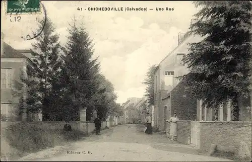 Ak Chicheboville Calvados, Une Rue