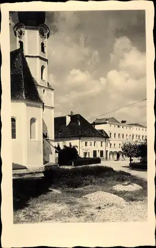 Foto Ak Aschach an der Donau Oberösterreich, Ortspartie, Stadtuhr