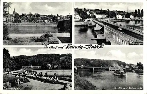 Ak Essen Kettwig Ruhr, Partie an der Ruhrbrücke, Anlagen