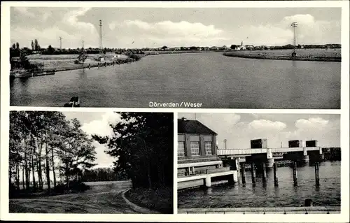 Ak Dörverden an der Weser, Weserpartie, Ortsansicht