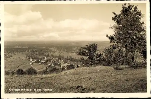 Ak Ötlingen Weil am Rhein, Blick ins Rheintal, Ort