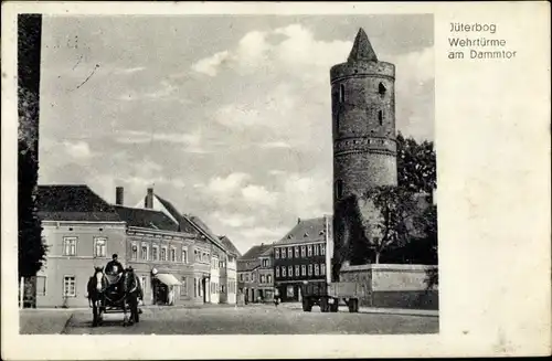 Ak Jüterbog in Brandenburg, Wehrtürme am Dammtor