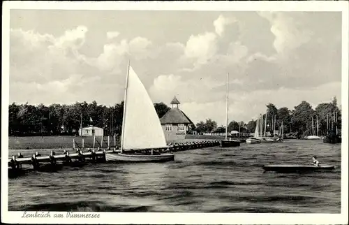 Ak Lembruch am Dümmersee, Segelboot am Anleger