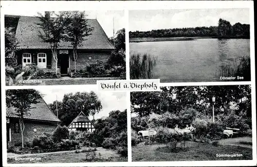 Ak Dönsel Dickel im Landkreis Diepholz, Waldschänke von Heinrich Dönselmann, Garten, Dönseler See