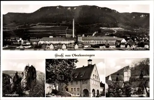 Ak Oberlenningen Lenningen, Gasthaus zum Rößle, Fabrik Scheufelen, Wielandstein, Kirche, Rathaus