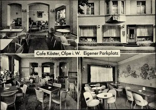 Ak Olpe in Westfalen, Cafe Köster, Innenansichten, Franziskanerstraße 15