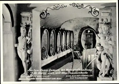 Ak Leer in Ostfriesland, Haus Samson der Weingroßhandlung J. W. Wolff, Fasskeller für Rheinweine