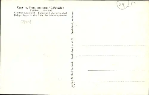 Ak Gondorf an der Mosel, Pensionshaus G. Schäfer