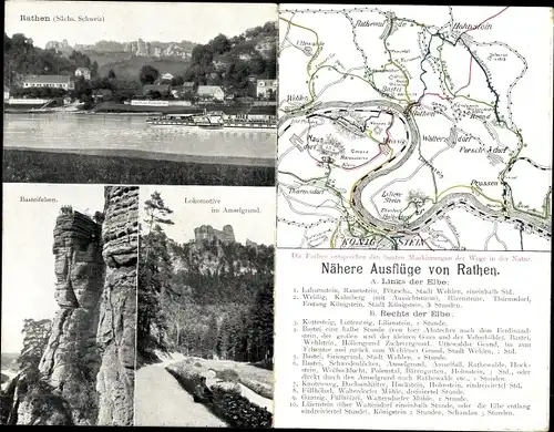 Klapp Ak Rathen an der Elbe Sächsische Schweiz, Gasthaus Erbgericht, Anlegestelle