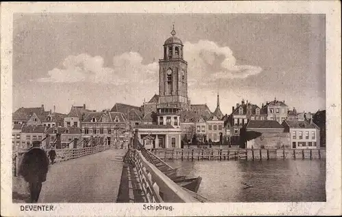 Ak Deventer Overijssel Niederlande, Shipbrug, Schiffsbrücke zur Stadt