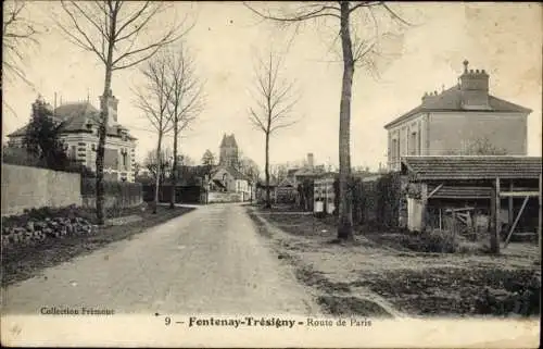 Ak Fontenay Trésigny Seine et Marne, Route de Paris