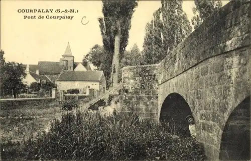 Ak Courpalay Seine et Marne, Le Pont