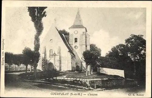 Ak Courpalay Seine et Marne, L´Eglise