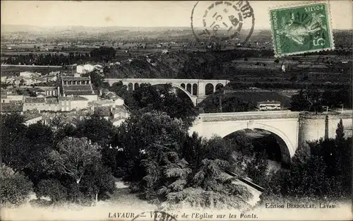 Ak Lavaur Tarn, Vue prise de l'Eglise sur les Ponts