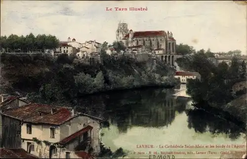 Ak Lavaur Tarn, La Cathedrale Saint Alain et les bords de l'Agout