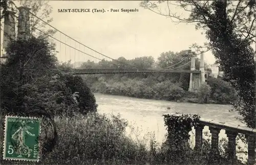 Ak Saint Sulpice Tarn, Pont Suspendu