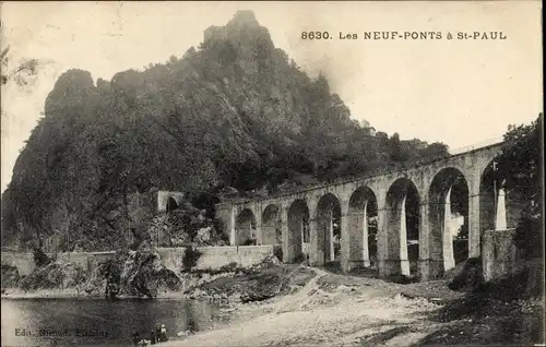 Ak Saint Paul en Jarez Loire, les Neuf Ponts