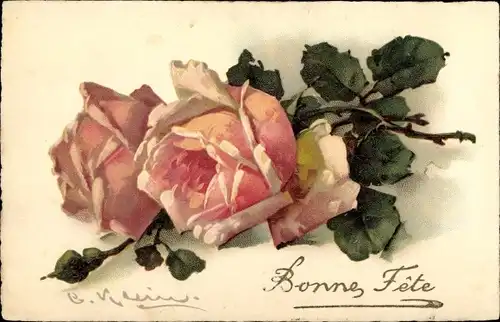 Künstler Ak Klein, Catharina, rosa Rosen, Knospen