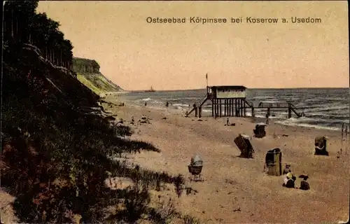 Ak Ostseebad Kölpinsee auf Usedom, Strandpartie