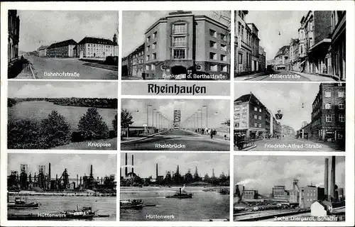 Ak Duisburg Rheinhausen, Zeche Diergardt, Bahnhofstraße, Kaiserstraße, Hüttenwerk, Rheinbrücke