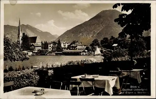 Ak Rottach Egern in Oberbayern, Blick vom Gasthof Überfahrt auf Ort und Wallberg