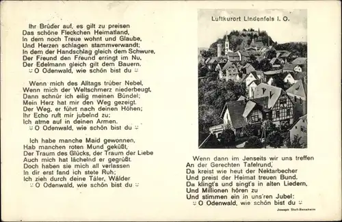 Ak Lindenfels im Odenwald, Gedicht, Panorama