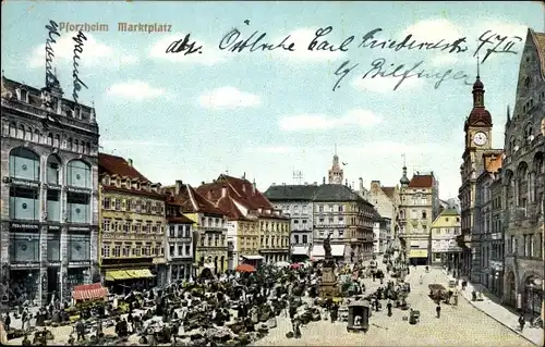 Ak Pforzheim im Schwarzwald, Marktplatz