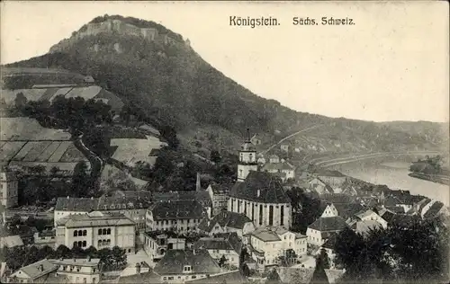 Ak Königstein an der Elbe Sächsische Schweiz, Panorama