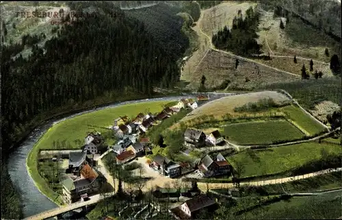 Ak Treseburg Thale im Harz, Blick auf den Ortsteil aus der Vogelschau