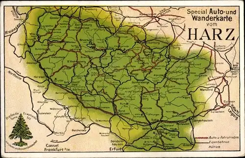 Landkarten Ak Spezial Auto- und Wanderkarte vom Harz