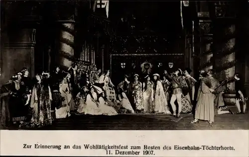 Foto Ak Wohltätigkeitsfest zum Besten des Eisenbahn Töchterhorts 11.12.1907, Theaterszene