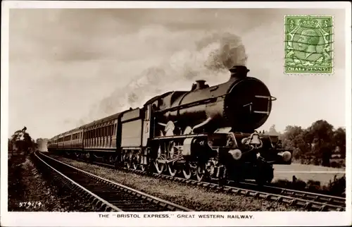 Ak Britische Eisenbahn, Bristol Express, Great Western Railway, Dampflok