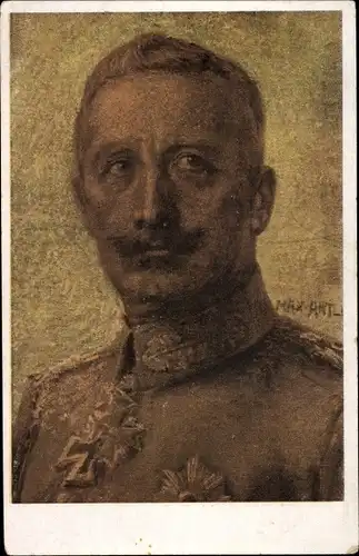 Künstler Ak Antlers, Max, Kaiser Wilhelm II. von Preußen, Portrait, Uniform, Orden