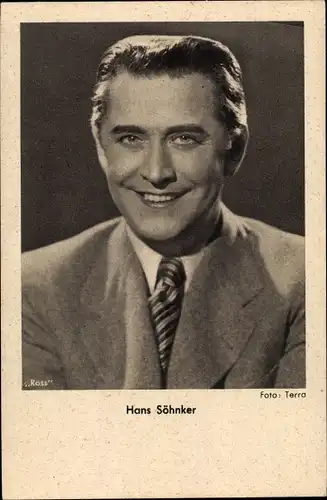 Ak Schauspieler Hans Söhnker, Portrait, Terra Film, Anzug