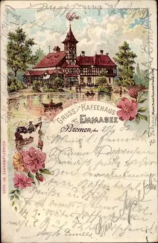 Litho Hansestadt Bremen, Kaffeehaus am Emmasee