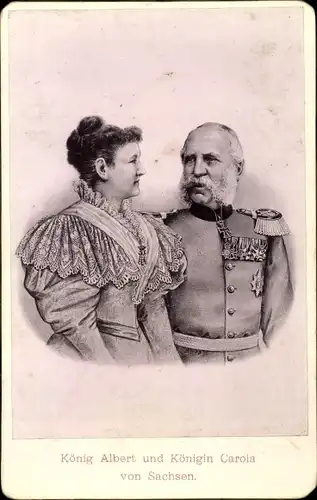 Kabinettfoto König Albert und Königin Carola von Sachsen, Portrait