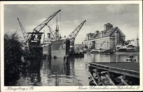 Ak Kaliningrad Königsberg Ostpreußen, Neuer Silospeicher am Hafenbecken IV