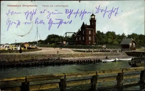 Ak Ustka Stolpmünde Pommern, Lotsenhaus