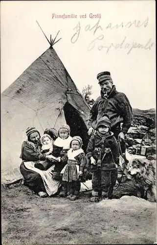 Ak Norwegen, Finnische Familie, Zelt