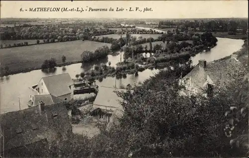 Ak Matheflon Maine et Loire, Panorama du Loir