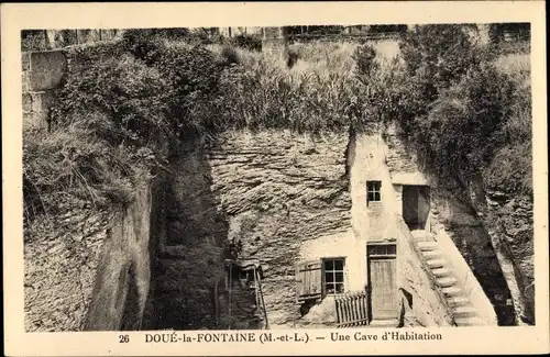 Ak Doué la Fontaine Maine et Loire, Une Cave d'Habitation