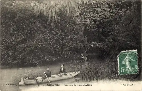 Ak Chaumes Seine et Marne, Un coin du Parc d'Arcy