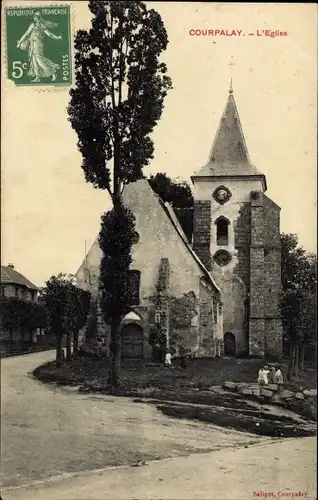 Ak Courpalay Seine et Marne, L'Eglise