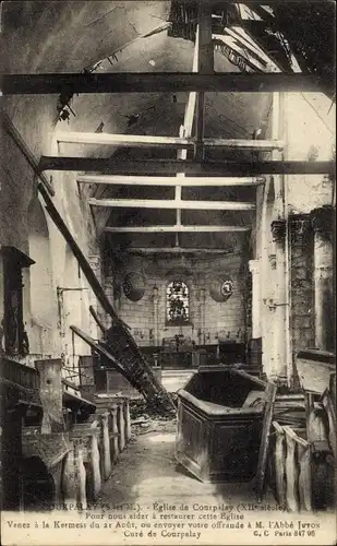 Ak Courpalay Seine et Marne, L'Eglise, Pour nous aider a restaurer cette Eglise