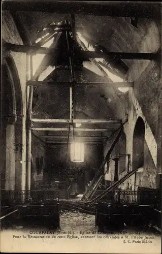 Ak Courpalay Seine et Marne, L'Eglise, Pour la Restauration de cette Eglise