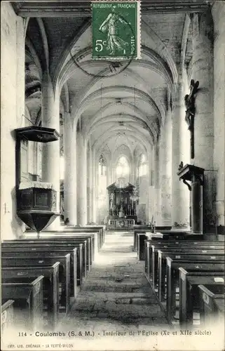 Ak Coulombs Seine et Marne, Interieur de l'Eglise