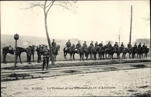 Ak Rueil Hauts-de-Seine, Le Colonel et les Officiers du 16 Artillerie